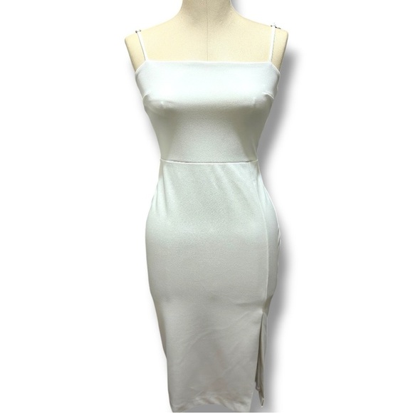 379 Express | EUC White Spaghetti Strap Bodycon Midi Dress (Size 0) - Picture 3 of 11